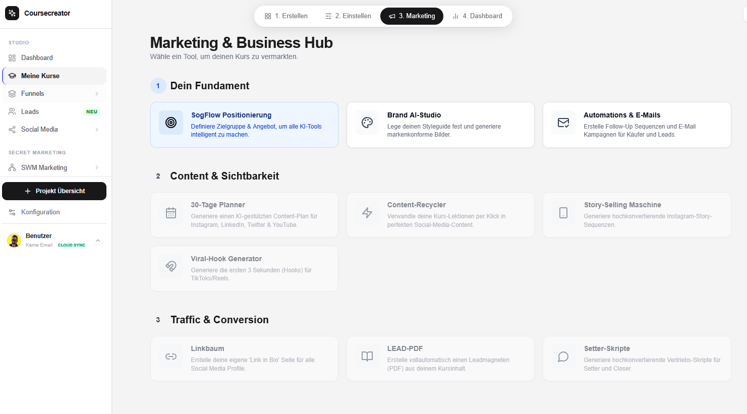 Marketing Hub Übersicht